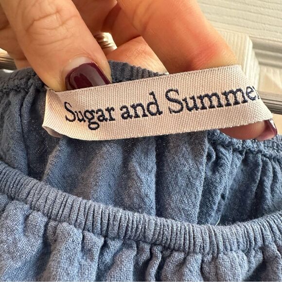 Youth girls Sugar and Summer blue fit and flare puff sleeve dress size 14 - Picture 5 of 9